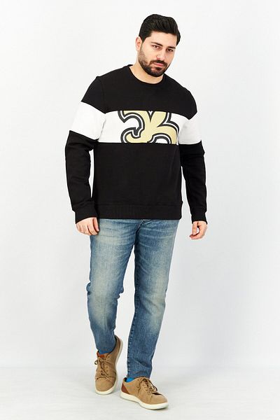 Fanatics Men Crew Neck Long Sleeve Graphic Print Sweatshirt, Black Combo
