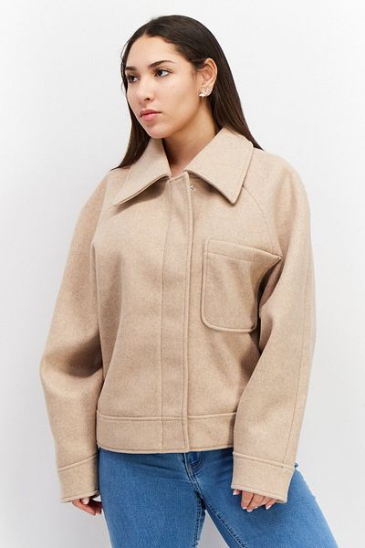 NA-KD Women Oversized Chest Pocket Jacket, Beige