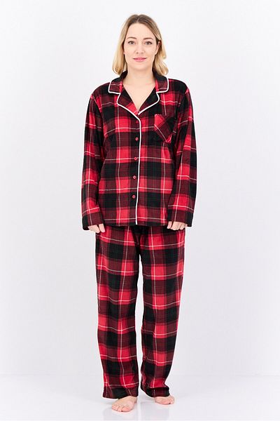 Jones of New York Women 2pcs Plaid Pajama Top And Bottom Set, Red