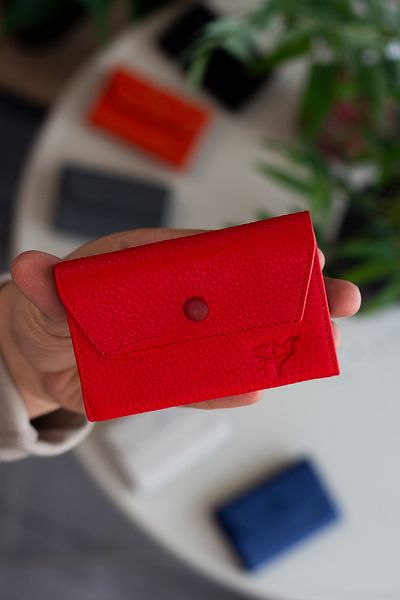 Garbalia Lucas Genuine Leather Accordion Model Red Unisex Card Holder with Lots of Eyes