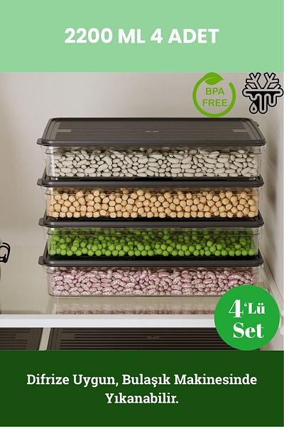 BAGER MARKET 2200 ml 4 Color Icebox Storage Container Winter Freezer Refrigerator and Food Organization