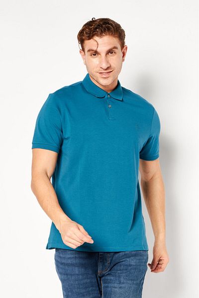 Dkny Men Regular Fit Embroidered Logo Short Sleeves Polo Shirt, Blue