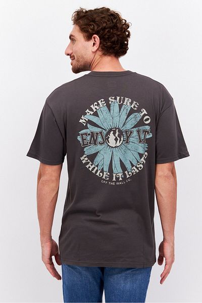 Vans Men Crew Neck Short Sleeves Graphic Printed T-shirt, Grey Combo