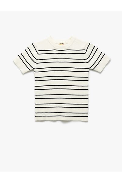 Koton Cotton Crew Neck Short Sleeve Striped Knitwear T-Shirt