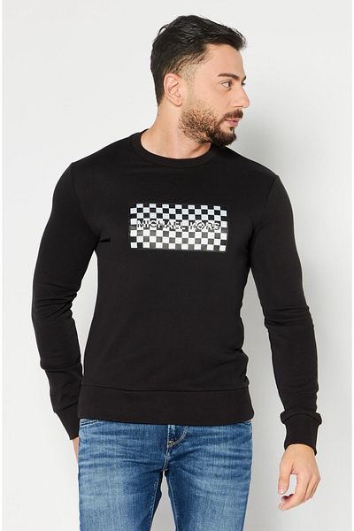 Michael Kors Men Crew Neck Long Sleeve Graphic Print Sweatshirt, Black