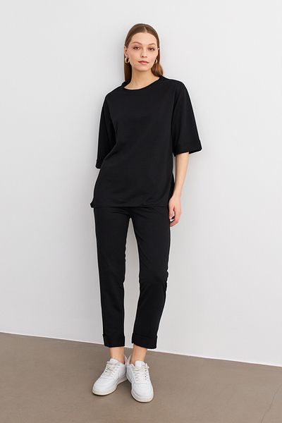 MODAGEN Set de top negru cu mâneci duble și picior pentru femei
