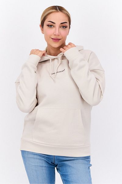 Lyle & Scott Women Hooded Embroidered Logo Sweatshirt, Beige