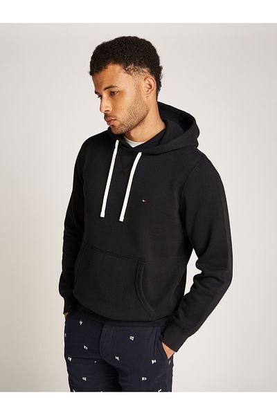 Tommy Hilfiger Tommy Hilfiger Men Black Essential Fleece Drawstring Pullover Hoodie
