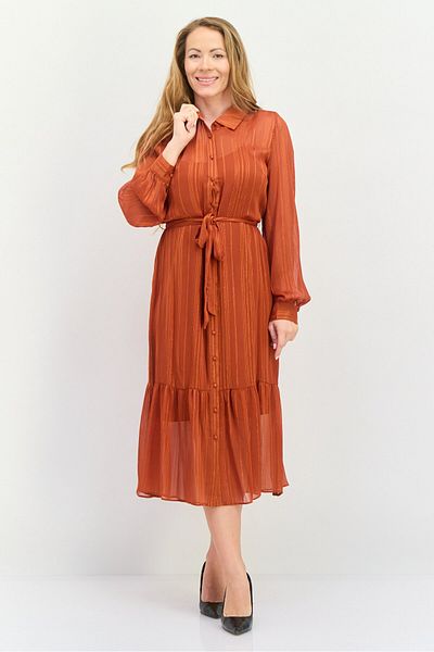 NANETTE LEPORE Women Metallic Midi Dress, Rust