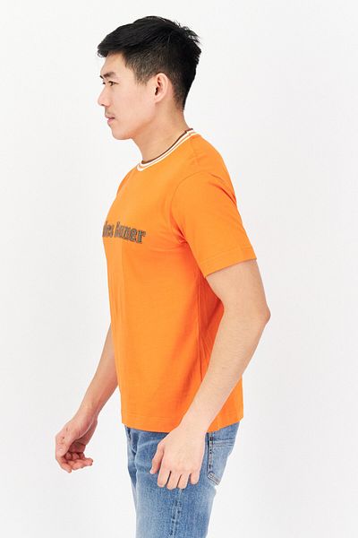 Wales Bonner Men Crew Neck Short Sleeves Brand Logo T-shirt, Orange