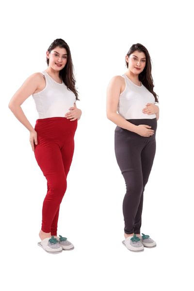 Tummy Pack of 2 Viscose Solid High Waist Maternity Leggings
