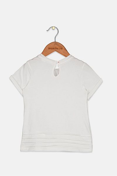 Chicco Toddlers Girl Round Neck Short Sleeve Embroidered T-shirt, White