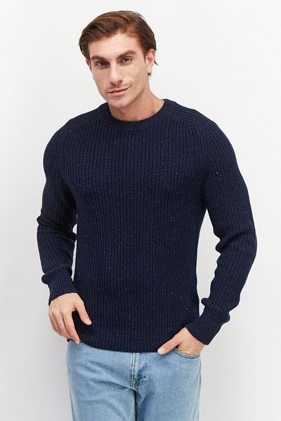 CELIO Men Crew Neck Long Sleeve Knitted Sweater, Navy