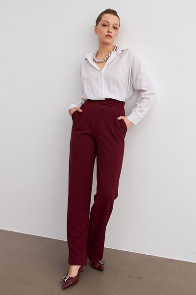 MODAGEN Women's Burgundy Lycra Velcro Closure Palazzo Trousers