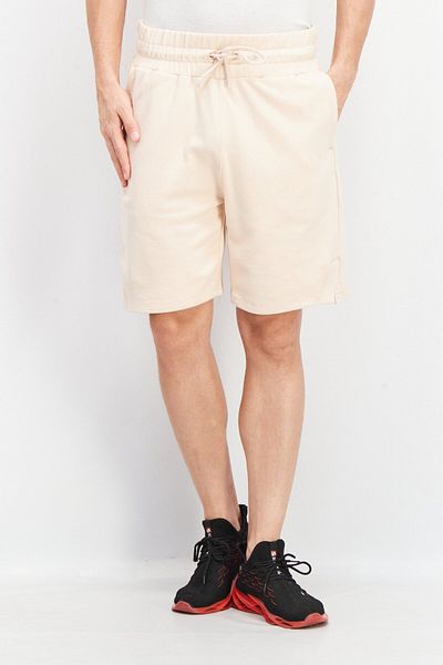Tribe of 6 Men Embroidered Side Pocket Shorts, Peach