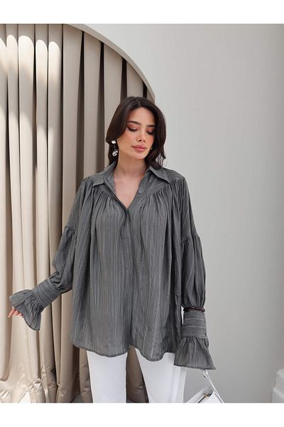 ESRAHELVACI Anthracite Shirred Shirt