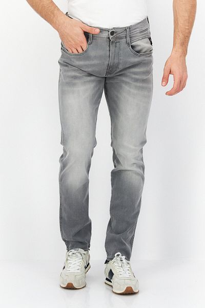 Replay Men Regular Fit Anbass Washed Stretchable Jeans, Light Grey