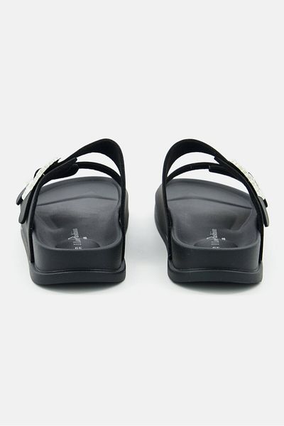 I Love Fashion Women Slip-on Slide Sandals, Black