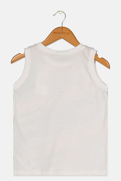 Chicco Toddlers Boy Graphic Print Sleeveless Vest, White Combo