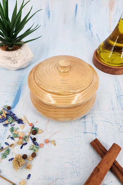 MONTESEV Wooden Covered Sugar Bowl, Salt Shaker, Spice Shaker, Snack Bowl, Covered Bowl