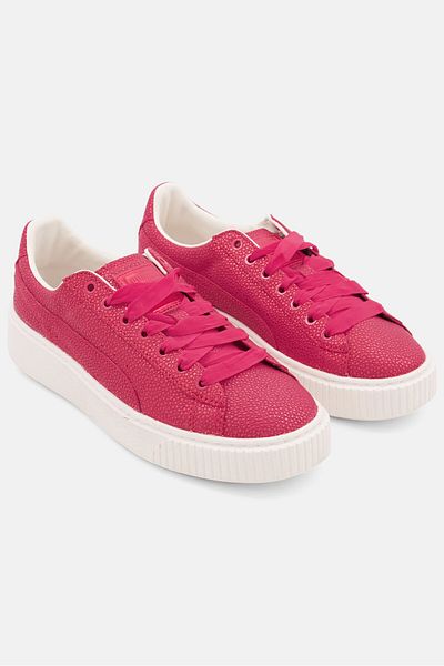 Puma Women Platform Lux Lace Up Outdoor Sports Shoes, Red
