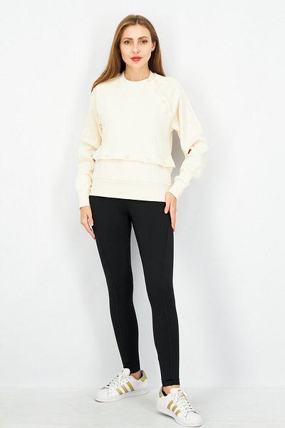 adidas Women Sportswear Fit Long Sleeves Training Sweatshirt, Beige