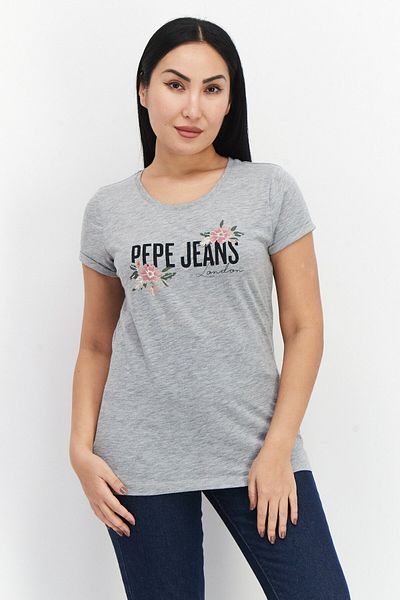Pepe Jeans Women Crew Neck Short Sleeves Printed T-Shirt, Grey