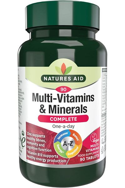 Natures Aid Multi-Vitamins and Minerals Complete | 90 Tablets | One-a-Day A-Z