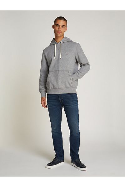 Tommy Hilfiger Men Medium Grey Heather Essential Fleece Drawstring Pullover Hoodie