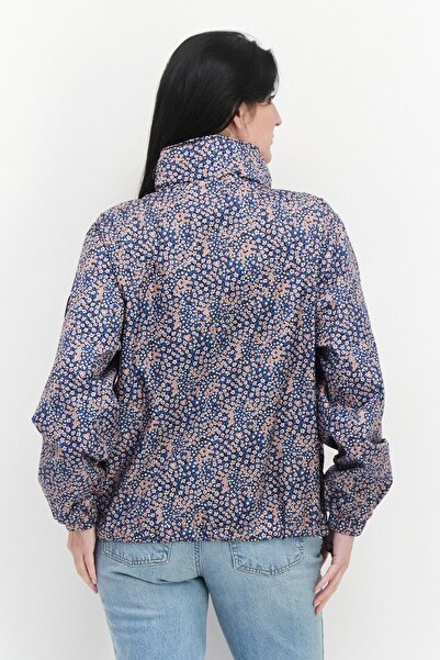 Pepe Jeans Women Floral Print Raincoat Jacket, Blue
