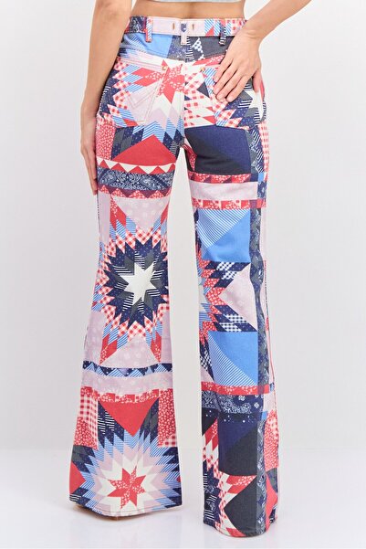 WRANGLER Women Regular Fit Wide Leg Allover Print No Stretch Jeans, Blue