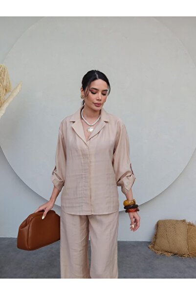 ESRAHELVACI Shirt Collar Trousers Set