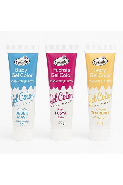 Dr. Gusto Blue-Fuchsia Gel Food Coloring Set 3 Pieces, 100 Gr