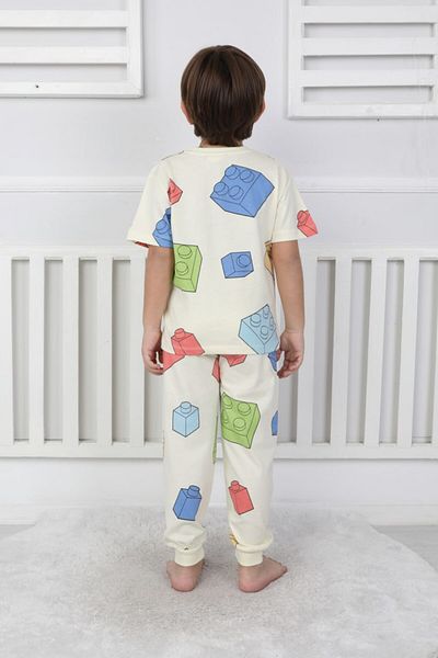 bunny hopp Boy's Game Console Patterned Short Sleeve Summer Pajama Set 100% Cotton Single Jersey Combed Cotton