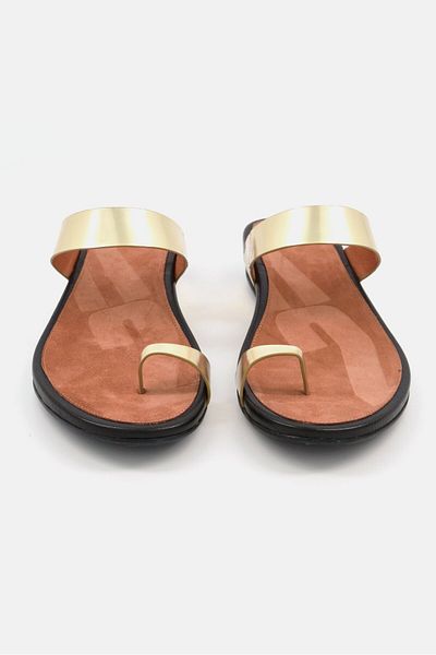 Fitflop Women Slip On Metallic Sandal, Gold