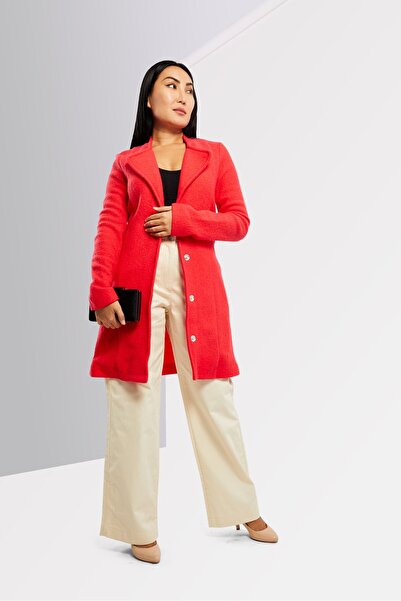 ONE STEP Women Textured Long Sleeve Trench Coat, Dark Pink