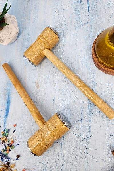 MONTESEV Meat Tenderizer Beater Two-Way Meat Tenderizer Hammer Wooden Handle Mallet