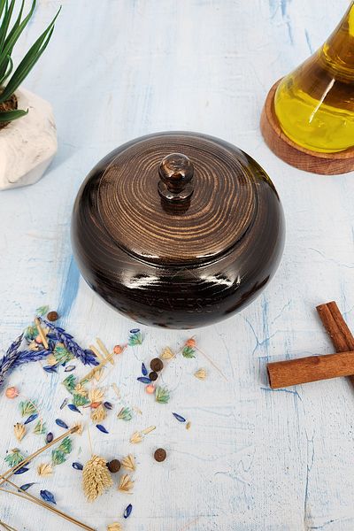 MONTESEV Wooden Covered Sugar Bowl, Salt Shaker, Spice Shaker, Snack Bowl, Covered Bowl