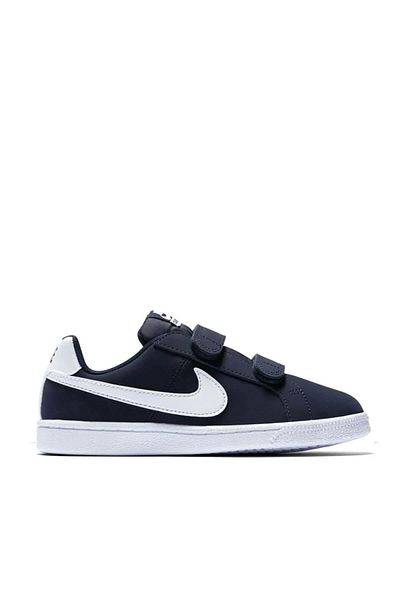 Nike Court Royale Genuine Leather Unisex Kids Sneakers - Navy Blue with Straps and Velcro