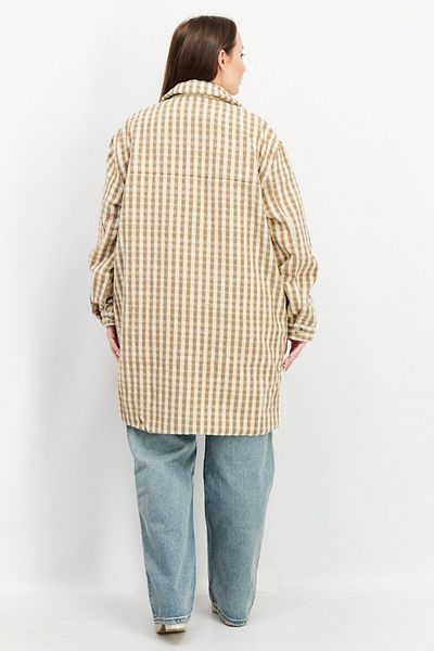 NA-KD Women Checkered Trench Coat, Beige Combo