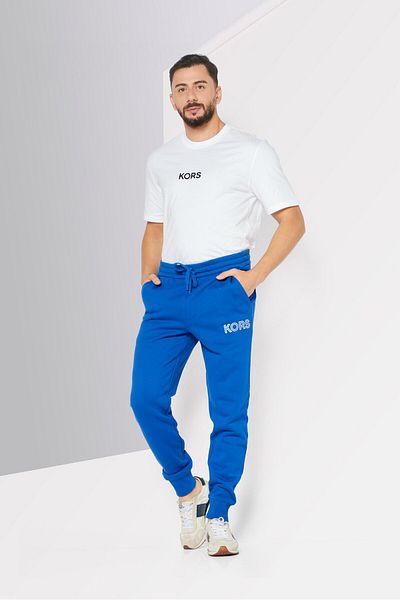 Michael Kors Men Regular Fit Brand Logo Drawstring Sweatpants, Royal Blue