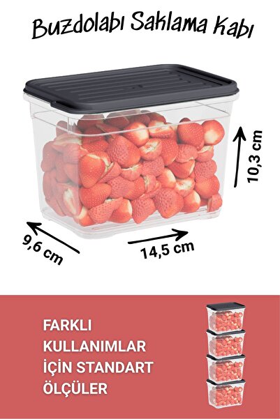BAGER MARKET 4-Piece Icebox Storage Container Winter Container Freezer Organizer Refrigerator Food Storage Container 950 ml 4 Colors