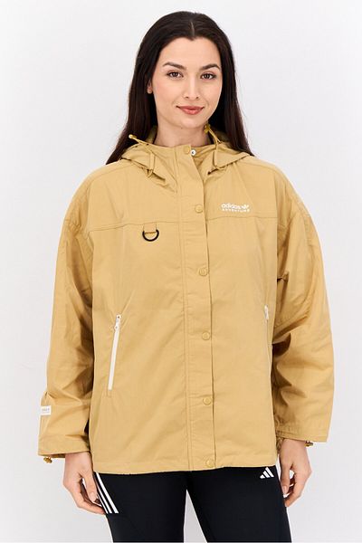 adidas Women Sportswear Fit Embroidered Logo Outdoor Jacket, Khaki