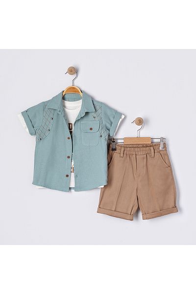 Bulut Baby Boy's Three-Piece Summer Suit 3 Piece Bottom Top Shorts Suit