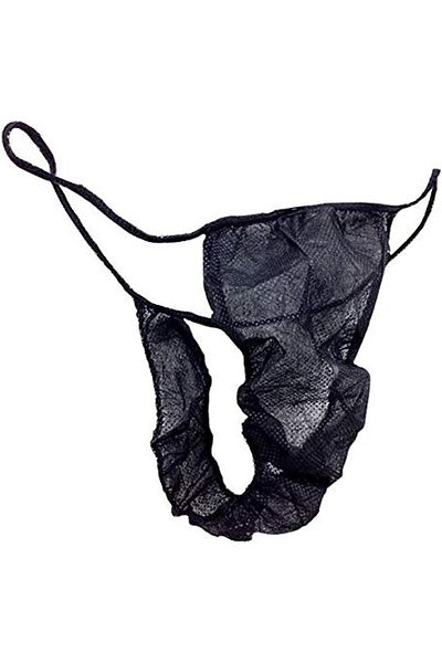 LA PERLA TECH 100pcs Disposable G-string disposable non-woven thong t type,sunless Panties,sauna BLACK