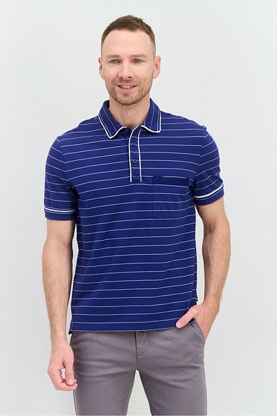 Nautica Men Regular Fit Short Sleeves Stripe Polo Shirt, Navy