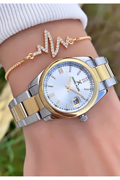 Daniel Klein Yellow Silver Color Small Case Women's Wristwatch