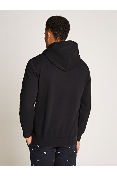 Tommy Hilfiger Tommy Hilfiger Men Black Essential Fleece Drawstring Pullover Hoodie