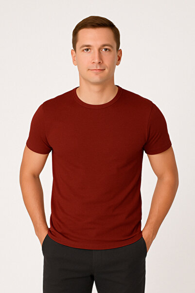 İpek Tekstil 100% Cotton Men T-Shirt Solid Color Basic Combed Cotton Crew Neck