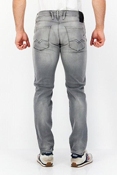 Replay Men Regular Fit Anbass Washed Stretchable Jeans, Light Grey